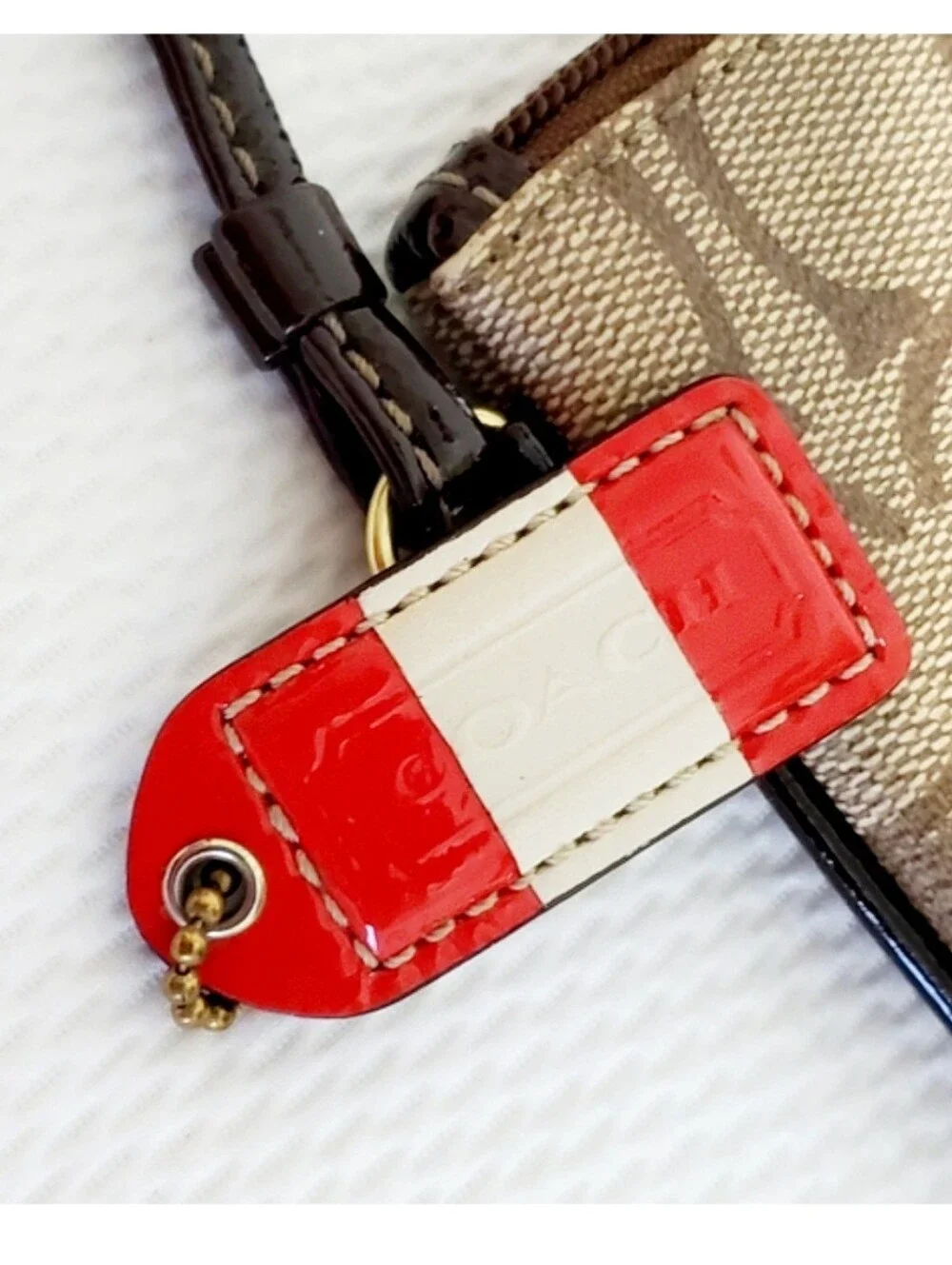 Coach Heritage Stripe Collection Zip Wristlet